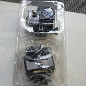 Black Action Camera with Accessories